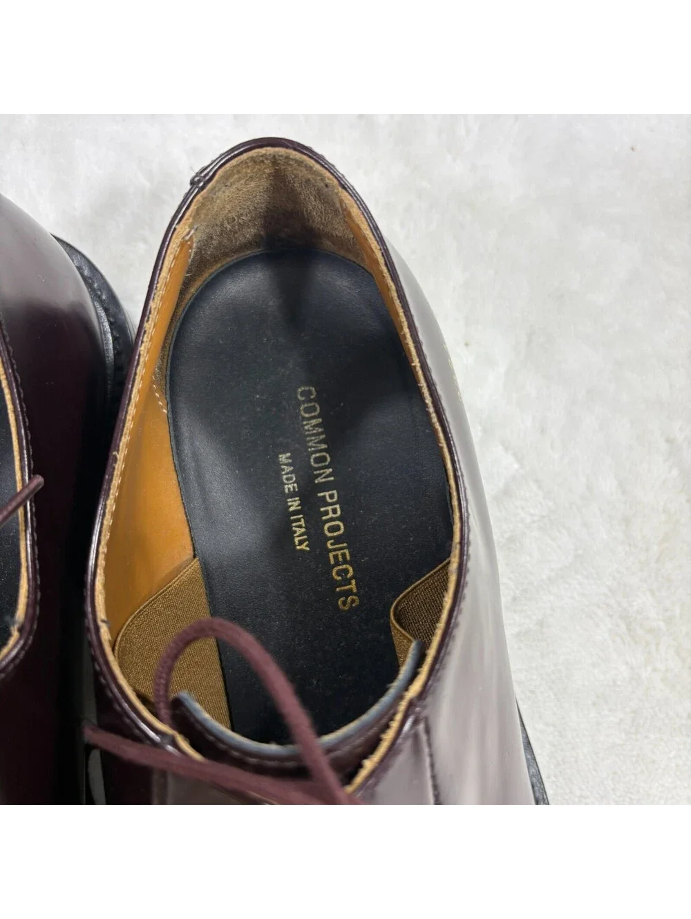 Common Projects 2321 EU 42 Burgundy Leather Derby Lug Sole Shoes Made Italy